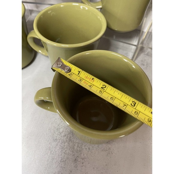 Vintage 7 Franciscan Earthenware Pebble Beach Tea Coffee Cup Avocado Green MCM - Picture 8 of 8
